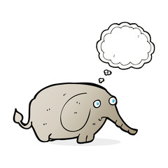 cartoon sad little elephant with thought bubble