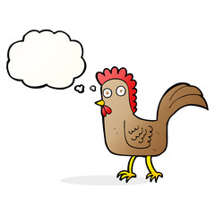 cartoon chicken with thought bubble
