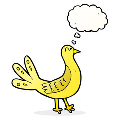 cartoon bird with thought bubble
