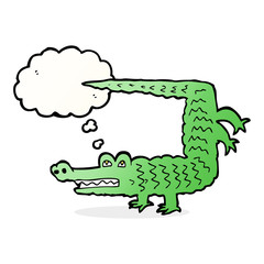 cartoon crocodile with thought bubble