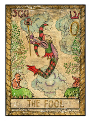 The old tarot card. The Fool - obrazy, fototapety, plakaty