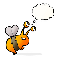 cartoon happy bee with thought bubble
