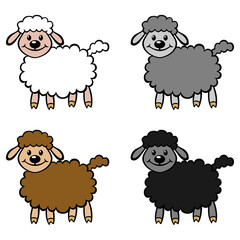 Color cartoon sheep set