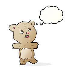 cartoon teddy bear with thought bubble