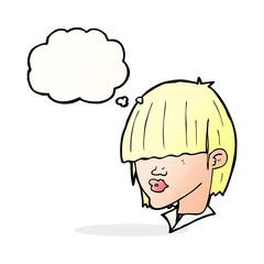 cartoon fashion haircut  with thought bubble