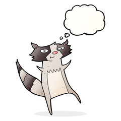 Obraz premium cartoon raccoon with thought bubble