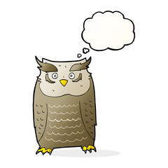 cartoon owl with thought bubble