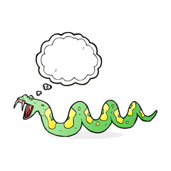cartoon poisonous snake with thought bubble