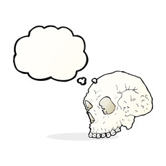 skull illustration with thought bubble