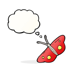 cartoon butterfly symbol with thought bubble
