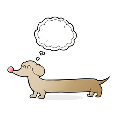 cartoon dachshund with thought bubble