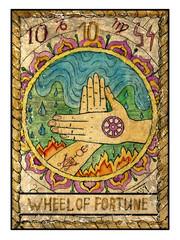 The old tarot card. Wheel of Fortune - obrazy, fototapety, plakaty