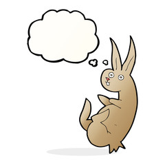 cue cartoon rabbit with thought bubble