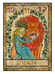 The old tarot card. Strength - obrazy, fototapety, plakaty