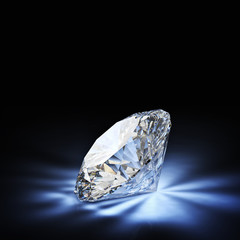  classic cut diamond  reflections light, sparkles. black background. luxury  precious wealth. 
