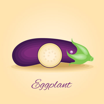 Delicious eggplant vegetable vector illustration in original style