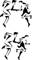 rock and roll dancing - stylized illustration