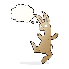 funny cartoon rabbit with thought bubble