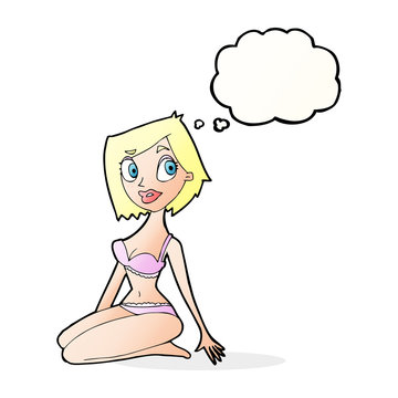 recommend clip art: cartoon pretty woman in underwear with thought bubble