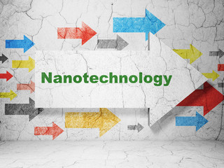 Science concept: arrow with Nanotechnology on grunge wall background