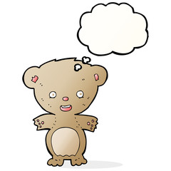 cartoon teddy bear with thought bubble