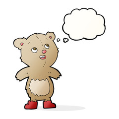 cartoon teddy bear with thought bubble