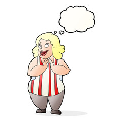 cartoon happy cook with thought bubble
