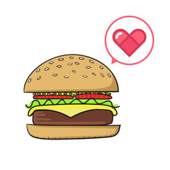 Tasty burger vector illustration