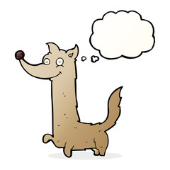 cartoon happy dog with thought bubble