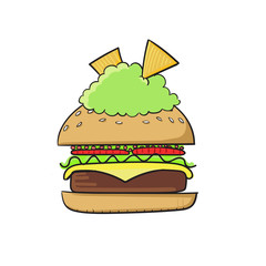 Tasty burger with guacamole