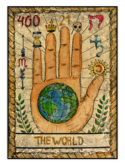 The old tarot card. The World - obrazy, fototapety, plakaty