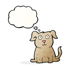 cartoon happy dog with thought bubble