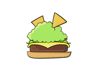 Tasty burger with guacamole