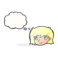 cartoon female face with thought bubble