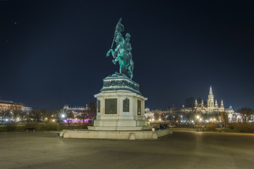 Vienna, Austria. Equestrian monument of Archduke Charles ( Erzherzog Karl) on Heldenplatz ( Heroes Square).