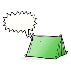 cartoon traditional tent with speech bubble