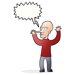 cartoon mean man with speech bubble