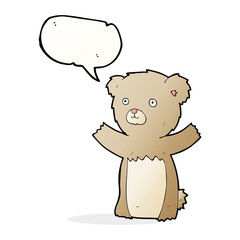 cartoon teddy bear with speech bubble