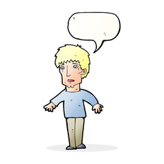 cartoon surprised man with speech bubble