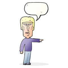 cartoon pointing man with speech bubble