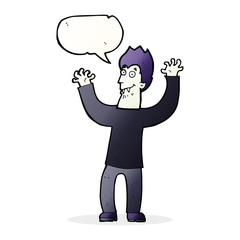 cartoon halloween vampire with speech bubble