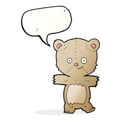 Obraz na płótnie Canvas cartoon teddy bear with speech bubble