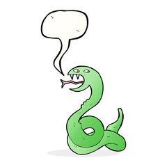 cartoon hissing snake with speech bubble