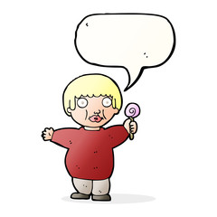 cartoon fat child with speech bubble