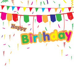 Happy birthday party with colorful gift isolated on white background. Vector Happy birthday party.