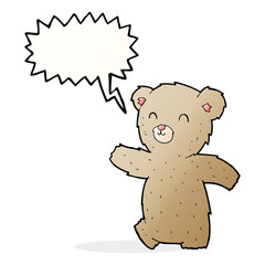 cute cartoon teddy bear with speech bubble