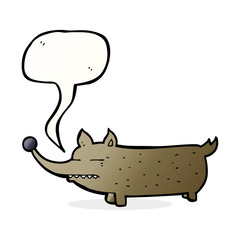 cartoon funny little dog with speech bubble