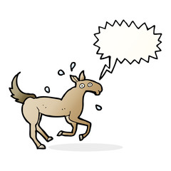 cartoon horse sweating with speech bubble