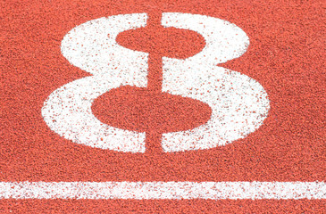 Numbers on running track, Athletics Track Lane Number eight
