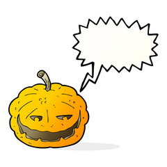 cartoon halloween pumpkin with speech bubble